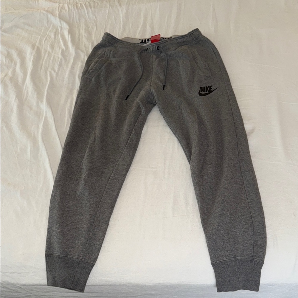 Nike Gray Logo Jogger Sweatpants Drawstring